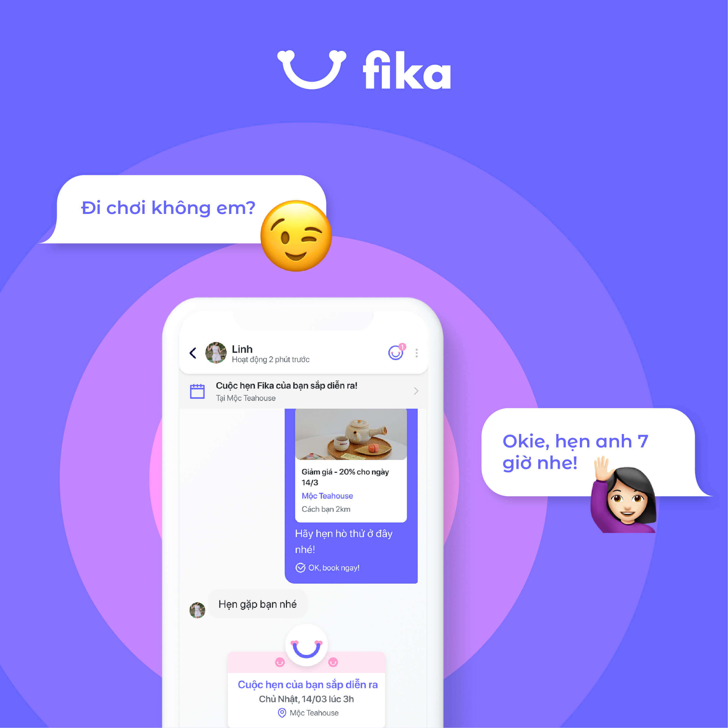Gợi ý điểm hẹn trên app Fika